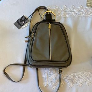 Valentina Charcoal Grey Mini Leather Backpack